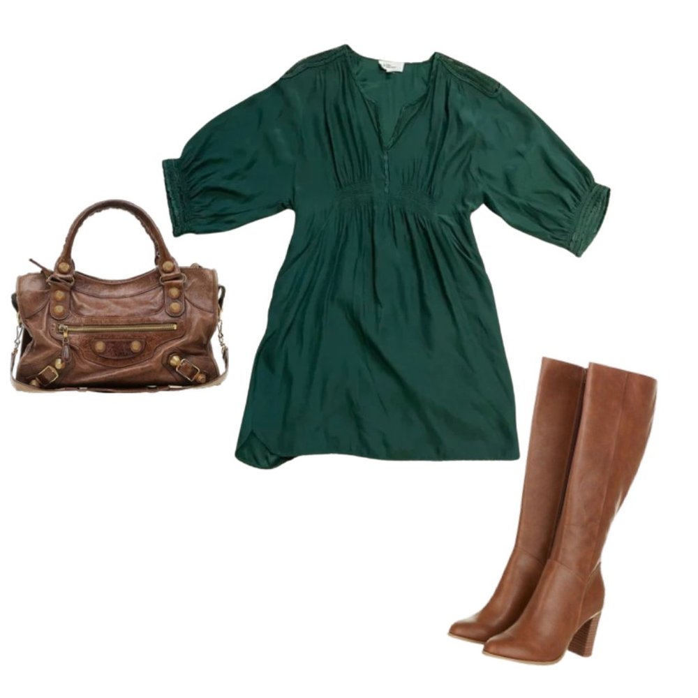 ISABEL MARANT | 100% Silk Forest Green Boho Dress